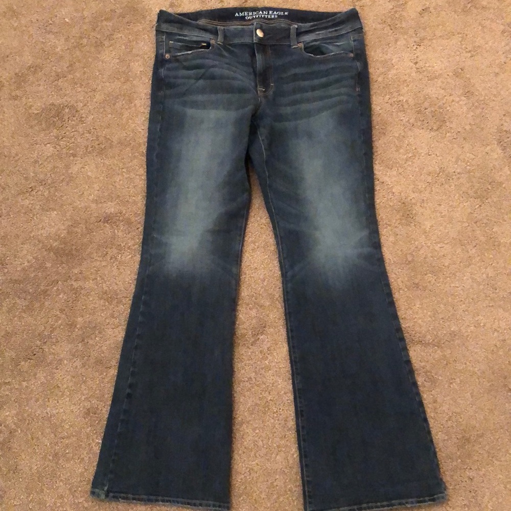 American Eagle jeans. Kick boot super stretch. Size 14 long. Dark wash